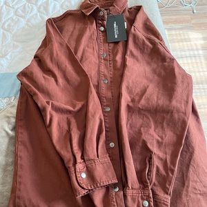 chocolate brown oversized button up dad shirt